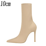 2022 New Socks Boots Fashion Ankle Boots For Women Boots Balck Pointed Toe Elastic Heels Shoes Fetish Autumn Winter Female Shoes