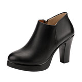 kamames Single Shoes Women's Thick Heels 2023 Autumn And Winter New Style High-Heeled Shoes English Style Velvet Large-Size Leather Shoes