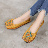 GKTINOO 2021 Soft Genuine Leather Flat Shoes Women Flats with Flowers Ladies Shoes Women Designers Loafers Slip On