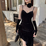kamames Christmas Shanshan Velvet Ribbon Dress + Cuff Minority Design Sensitive Skirt
