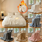 1pc Luxurious Faux Rabbit Fur Blanket - Soft, Warm, and Cozy for All Seasons - Perfect for Bedroom, Office, Camping, Travel, and Home Decoration