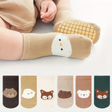 6 Pairs Toddler's Novelty Cute Floor Socks, Anti-skid Cotton Socks With Dot Glue, Boys Girls Kids Socks For All Seasons Wearing