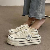 kamames kamames Half Slippers Female Summer Outside Wear 2023 New Women's No Heel Lazy Canvas Shoes Platform Casual Sandals
