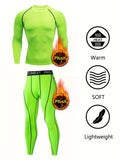 Men's Fleece Underwear Set - Warm, Tight-Fitting, Long Sleeve Top & Pants for Autumn and Winter Sports Fitness, Running, Outdoor, and Basketball Base Layer