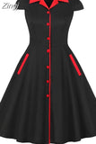 kamames 4XL Big Size Women Summer Vintage Cotton Dress 2023 Rockabilly Big size 5XL Swing Retro Black Dress Party Feminino Vestidos