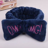 2021 New OMG Letter Coral Fleece Wash Face Bow Hairbands For Women Girls Headbands Headwear Hair Bands Turban Hair Accessories