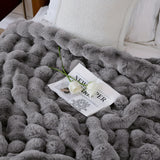 1pc Faux Rabbit Fur Blanket For Bed, Thick & Warm Bed Blanket For Winter, Soft Cozy Fluffy Decorative Blankets For Living Room, Bedroom, Heavy Furry Luxury Blanket Gifts, Grey