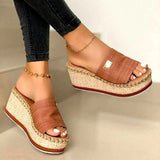 kamames kamames 2024 Summer Women's Fish Mouth Cloth Cover Fashion Sandals And Slippers Heeled Women's Shoes