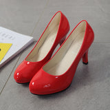 kamames Spring And Summer New Dress Shoes With Round Heels, Professional Work Shoes, High Heels, Lacquered Leather Shoes