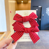 2021 New Girls Red Butterfly Knot Hair Rope Love Wave Spot Hair Circle Girl Double Horsetail Head Rope Fashion Hair Accessories