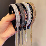 New Women Elegant Luxury Rhinestone Tassel Ponytail Hair Claws Lady Sweet Meatball Hair Clips Headband Fashion Hair Accessories