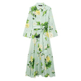 kamames Summer Flower Printed Shirt-Style Belt Dress 2183074