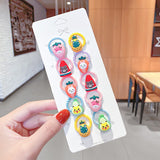 10PCS/Set New Girls Cute Cartoon Flower Small Scrunchie Kids Ponytail Hair Tie Elastic Hair Bands Fashion Hair Accessories Set