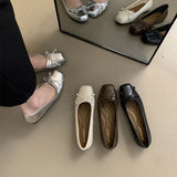 kamames Head Shallow Mouth Single Shoes 2024 Spring And Autumn New French Evening Wind Temperament Gentle Fairy Flat-Soled Grandma Shoes