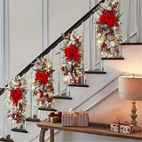 1Pc Festive Christmas Swag Wreath - Artificial Flowers for Stairs, Home, Party, Shop Window Decoration with Lights, Garland, Easy Installation, Durable, and Reusable Design