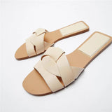 kamames ZARZ Woman 2022 Flat Shoes Spring Summer Pointed Sexy Bow Outer Wear Plus Size 41 Beige Lazy Sandals And Slippers Women Luxury