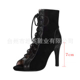 kamames Women With Sandals 2023 Summer Hollowed-Out Short Boots, Stiletto Heels, Dance Shoes, Large Size Open-Toed Sandals