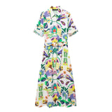 kamames Spring Flower Printed Poplin Shirt Dress 0387064