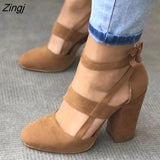 kamames kamames Women Pumps Plus Size 35-43 Women Heels Chaussures Femme Gladiator Summer High Heels For Party Wedding Shoes Women Thick Heels 1215-0