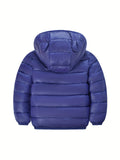 Winter Warmth Boys Puffer Jacket - Soft, Comfortable, and Windproof with Zipper and Hood - Machine Washable, Polyester Fiber Fill, and Nylon Lining