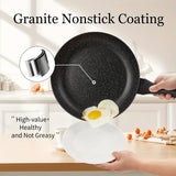 PFOA-Free Granite Stone Non-Stick Frying Pans: 9.5", 10.2", 11" Compatible with All Stoves and Induction Cooktops