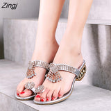 kamames Women Sandals Flip Flop Fashion Rhinestone Wedges Shoes Crystal High Heels Sandals Women Shoes Summer Casual Beach Sandals