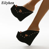 kamames 2023 New Summer Women Peep Toe Platform Wedges Slippers Sandals Fashion Ultra High Heels Female Shoes Pumps Size 35-42