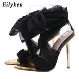 kamames Sexy Pointed Open Toe Sandals For Women Summer Fashion Ankle Cross-tied Stiletto High Heel Party Dress Ladies Shoes