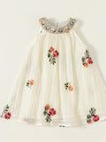 Charming Girls Sleeveless Tulle Dress - Summer Floral, Breathable Cotton, Perfect for Parties & Everyday Fun