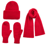 kamames Women Knit Hat Scarf Gloves Sets Soft Warm Winter Solid Color Fashion Accessories for Cold Weather