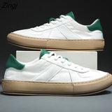kamames Sneakers Male Spring Footwear Casual Vulcanized Sneakers Man Leather White Shoes 2023 New Shoes Man