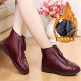 kamames Mother Shoes 2024 Winter Flat Anti-Skid Cashmere Snow Boots Front Zipper Martin Boot Girl