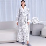 1pc Thickened Long Sleeve Bathrobe - Soft, Plush, and Cozy Unisex Loungewear for Him and Her - Perfect for Couples Relaxation Time with Delicate Flower Pattern, Ideal for Home Use, Essential Bathroom Supplies