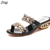 kamames New women shoes slippers summer beach sandals Fashion women Rhinestone outdoor slippers flip flops shoes women mujer