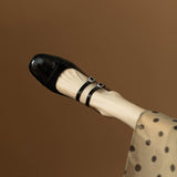 kamames kamames Versatile Silver Mary Jane Shoes Women 2023 Spring And Autumn Thick Heel With A Word Buckle Belt Shallow Mouth Heel Single Shoes