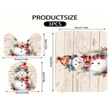 [Trusted] 3pcs Christmas Snowman Bathroom Set: Non-Slip, Absorbent Mats with Toilet Lid Cover & U-Shaped Rug - Soft, Stylish for Bathroom, Laundry & Bedroom