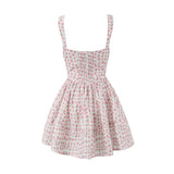 kamames New Spring Style Printed Pleated Slim Mini Sling Dress