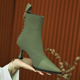 kamames Stretch Socks Boots Women Autumn/Winter New Fashion Pointed Toe Zipper Single Boots Stitching High Heels Women Shoes