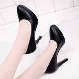 kamames Cheongsam Catwalk High Heels Women's Stilettos Black Large Size 4243 Professional Work Shoes