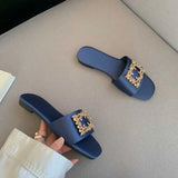 Slippers Slippers  Summer New Square Rinestones Satin Smooth Block Womens Soes Fasion Slide Comfortable Ligt Sandals Silk H240327