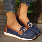 kamames Size Women's Shoes 2024 Summer New Metal Buckle Flat-Bottomed Casual Cloth Single Shoes Size 43 Independent Station