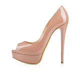 kamames Women's Large-Size, High-Heel, Waterproof, Fish Mouth, Lacquered Leather, Single Shoes E-Commerce