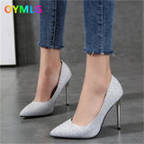 kamames heels female 2021 autumn new sexy sequined rhinestone gold silver wedding shoes stiletto pointed shoes