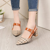 kamames New Summer Style Full-Heeled Children's Single Shoes, Large Size 42 High Heels, Pointy Back Sandals