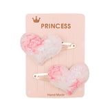 2Pcs/set Glitter Cartoon Cartoon Love Heart Crown Hair Clips For Girls Handmade Hairpins Boutique Barrette Kids Hair Accessories