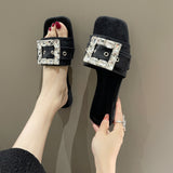 kamames kamames Summer Flat Slippers Square Headed Lazy Shoes Sexy Fashion Beach Slippers Female Toe Slippers
