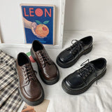kamames Children 2024 Spring New College Style Jk Uniforms Korean Version Of Online Celebrity Thick-Soled British Leather Shoes