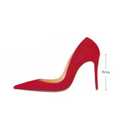 kamames Women Pumps for Wedding Shoes Pointed Toe Sexy High Heels Shoes 12 cm 10 cm Stilettos Red Black plus size 33-45 RM001 ROVICIYA