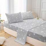 4-Piece Meteor Print Bedding Set - Soft, Breathable Comfort for Bedroom, Guest Room, Hotel - Includes Fitted & Flat Sheets, 2 Pillowcases