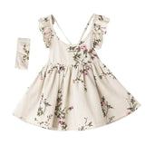 Baby Girls Dresses Floral bourette soft Summer Sundresses Ruffle Love Heart Bow Spaghetti Strap Kids Casual Dress C656